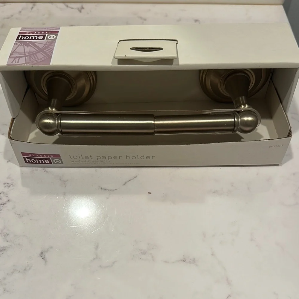 Classic Home Toilet Paper Holder in Brushed Brass